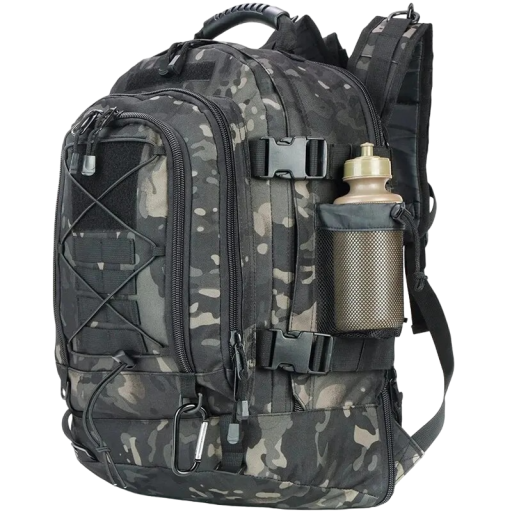 Taktischer Militärrucksack, Camping-Rucksack, großes Fassungsvermögen, Rucksack mit mehreren Taschen, Wanderrucksack, 65 l, wasserdicht, 53 x 38 x 33 cm, Tarnmuster