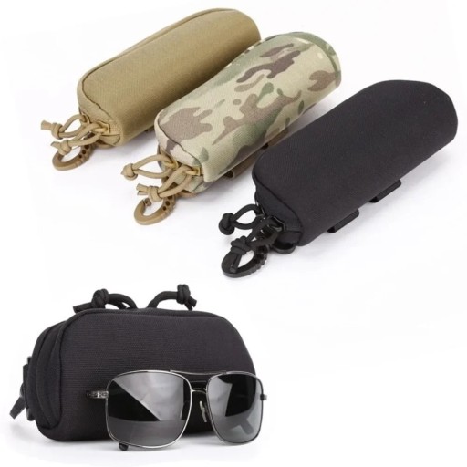 Taktisches Brillenetui 17 x 8 x 5 cm aus 1000D Nylon Faltbares Hartschalenetui mit Karabiner Passend für Gürtel oder Rucksack