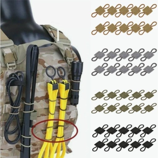 Taktisches MOLLE elastisches Gurtband, taktische Taschengurtschnallen, elastische taktische Halterungen, 10 Stück