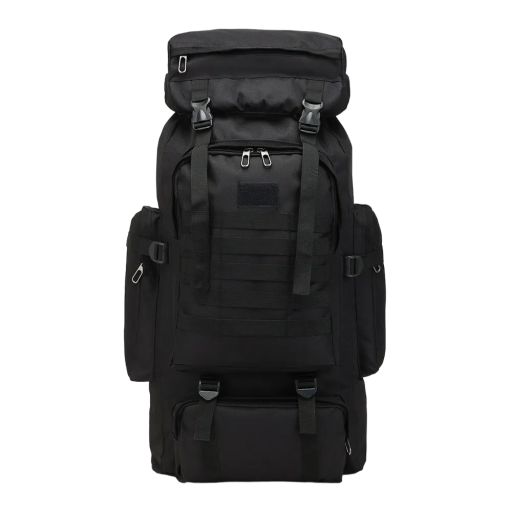 Taktisk Militær Rygsæk Camping Rygsæk Stor Kapacitet Vandrerygsæk med Flere Lommer 60L Vandtæt 72 x 34 x 17 cm Sort