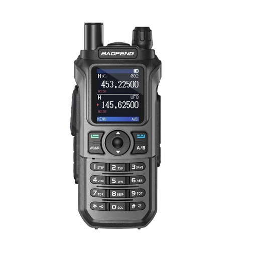 Taktisk walkie-talkie med antenne og ekstra genopladeligt batteri. Walkie-talkie med lang rækkevidde, 10 km. Professionel walkie-talkie med to kanaler og LED-lommelygte. Højtydende walkie-talkie. Vandtæt.