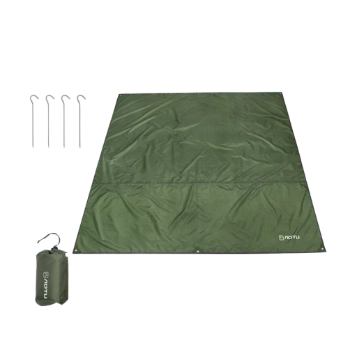 Tältpresenning grön 220 x 240 cm Vattentät presenning med nät Campingskyddsprenning + 4 aluminiumpinnar 18 cm