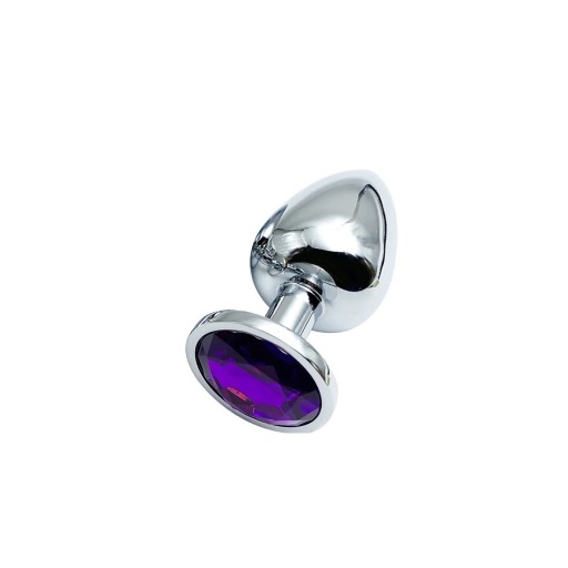 Tamaño de tapón anal de metal. XL 40 x 41,4 mm con piedra morada decoración erótica de lujo superficie lisa compatible con lubricantes embalaje discreto