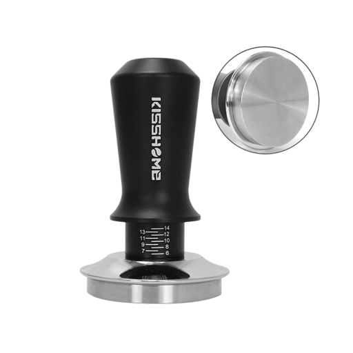 Tamper voor gemalen koffie 58,5 mm met dubbele veer Professionele tamper 304 roestvrij staal Vlakke basis Barista accessoires