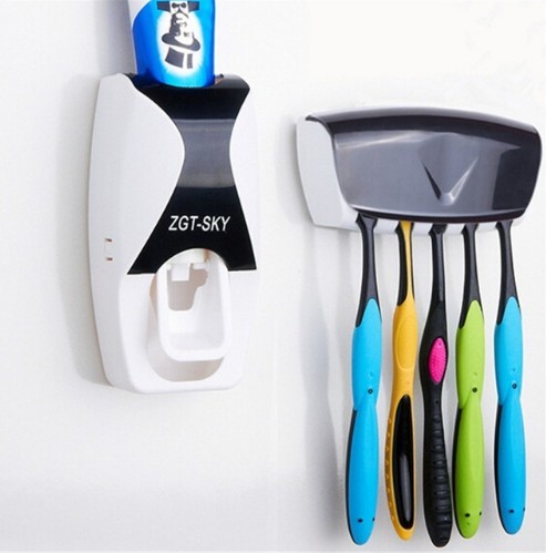 Tandbørsteholder med tandpastadispenser
