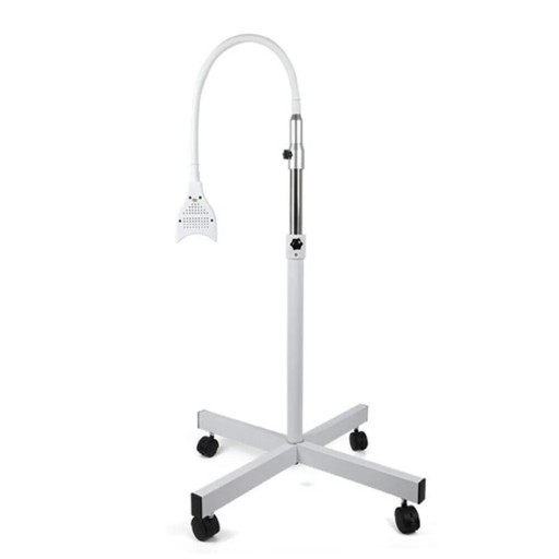 Tandlæge blegende LED lampe på mobil stativ, højde 190 cm, effekt 21 W, blåt lys 465-470 nm, timer 0-99 minutter, hvid