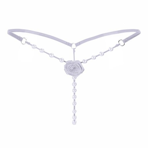 Tanga erotică pentru femei G-string cu șnururi din imitație de perle Trandafiră decorativă în față Imitatie de perle Mărime universală