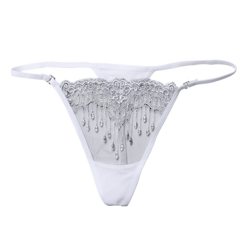 Tangas G-string femininas Lingerie sedutora com rede translúcida e gotículas de renda Tamanho universal para cinturas de 60 a 72 cm