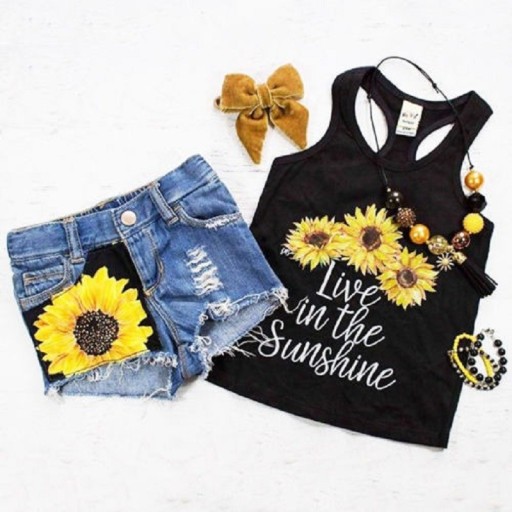 Tanktop und Shorts für Mädchen mit Sonnenblumen L1137