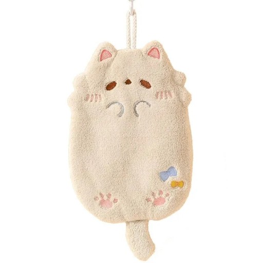 Tanuki Hängehandtuch, 31 x 18 cm, süßes Korallensamt-Handtuch, dickes, saugfähiges Handtuch für Küche und Bad, fusselt nicht