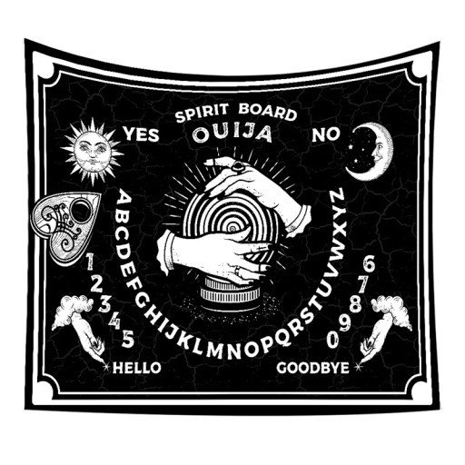 Tapeçaria Boémia de Parede Spirit Board Ouija Lua Sol Decoração Quarto Sala de Estar Sala de Meditação Cortina à Prova de Água Lavável na Máquina