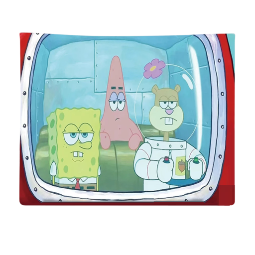 Tapestry 60 x 90 cm Spongebob Patrick and Sandy Cartoon Fabric Wall Decoration Tapestry for Bedroom Aesthetic Hanging Fabric Room