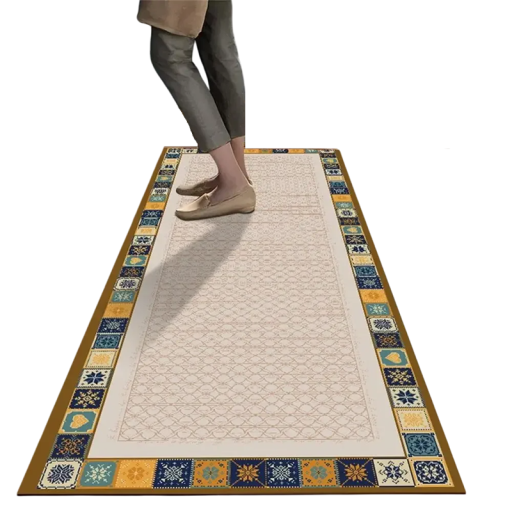 Tapete Antiderrapante 40x120 cm Passadeira de Cozinha Padrão Retro de Azulejos Tapete Absorvente para Casa de Banho Tapete para Porta de Entrada