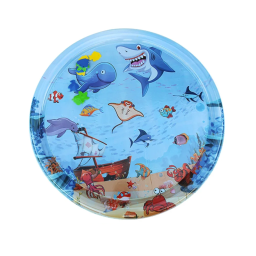 Tapete de Água para Crianças 100x100 cm PVC Inflável Brinquedo de Desenvolvimento para Bebés Aprendizagem Divertida Tempo de Barriga Tapete Interativo