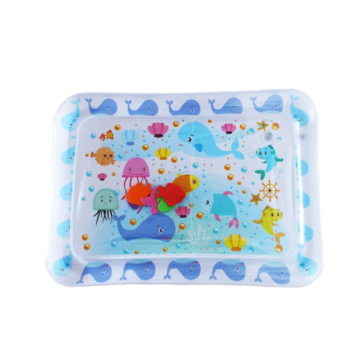 Tapete de jogo aquático para bebés 65x48 cm tapete inflável de PVC para bebés Desenvolvimento motor Habilidade de estar de barriga para baixo Atividade de verão para bebés