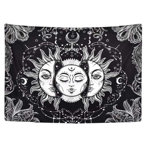 Tapicería bohemia con estrellas y luna Cortina de pared Decoración Boho para dormitorio y sala de estar Impermeable Lavable Repelente de suciedad