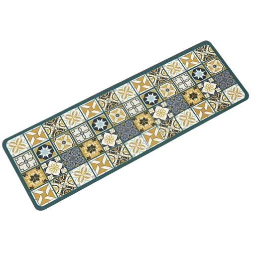 Tapis antidérapant 40x120 cm Motif rétro Tapis long pour la cuisine Tapis de salle de bain Couloirs et chambres Tapis doux absorbant