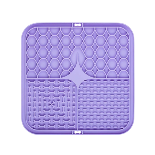 Tapis de léchage en silicone pour chiens 15,5 x 15,5 cm Silicone alimentaire avec ventouses Alimentation lente Divertissement et soulagement du stress