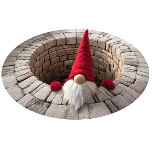 Tapis de Noël 40 x 40 cm Tapis décoratif d'hiver en flanelle pour la maison avec motif de lutin dans le puits Décoration saisonnière douce