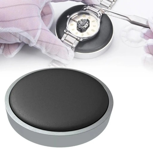 Tapis de réparation antidérapant pour montres avec un centre doux contre les rayures 7 cm en simili cuir et feutre pour le remplacement de la batterie