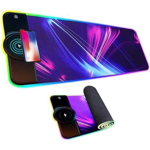 Tapis de souris et de clavier rétroéclairé avec chargeur sans fil pour téléphone