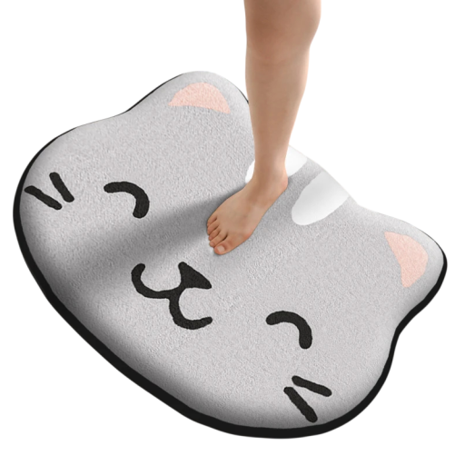 Tapis en motif de chat 50 x 80 cm, plus grand tapis absorbant avec surface douce et finition antidérapante pour la chambre d'enfant et la salle de bain