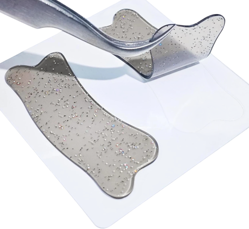 Tapis en silicone pour cils 1 paire 2 pcs Patches en silicone réutilisables et scintillants pour le laminage et l'extension des cils