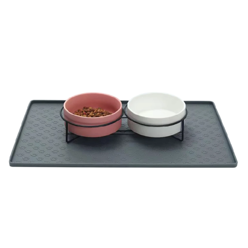 Tapis en silicone pour gamelles de chiens et de chats 60 x 80 cm Tapis imperméable antidérapant avec rebord surélevé