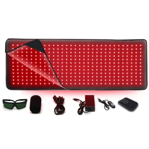 Tapis thérapeutique 80x30cm avec lumière rouge 660nm 850nm 360 LED Thérapie musculaire Soulagement de la douleur Soutien de la circulation sanguine
