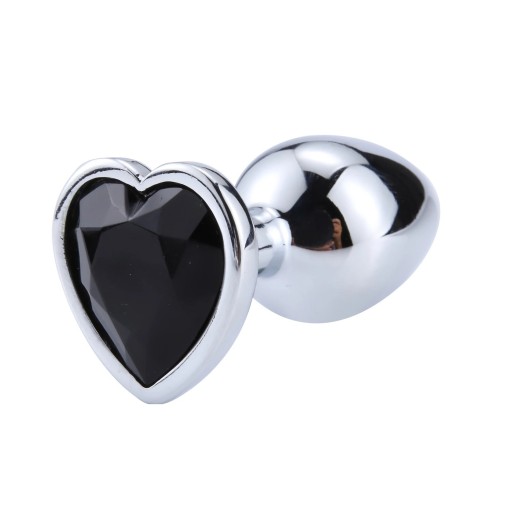 Tapón anal de metal con corazón tamaño M 3,4 x 8 cm decoración de lujo con cristal embalaje discreto