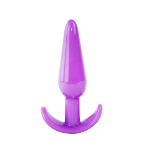 Tapón anal de silicona con mango curvo para un fácil manejo y embalaje discreto para mayor comodidad y privacidad.