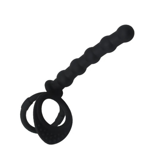 Tapón anal de silicona multifuncional negro con asas, longitud 13,5 cm, diámetro 2 cm, embalaje discreto.