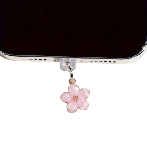 Tapón antipolvo para teléfono de 3,3 x 1,5 cm con colgante de flor para tipo C, accesorio decorativo, puerto de carga, accesorio protector con flor