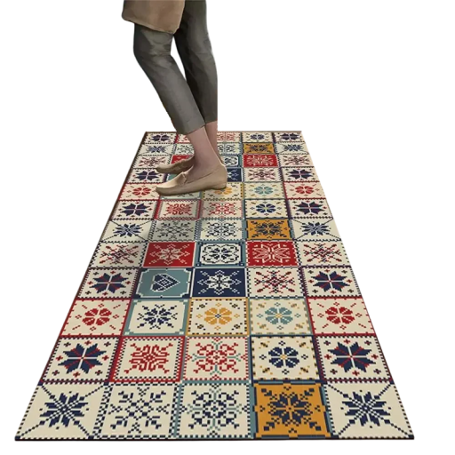 Tappeto antiscivolo 40x120 cm Tappetino da cucina Tappeto assorbente lungo Motivo retro per pavimenti Tappetino da bagno Decorazione per la casa