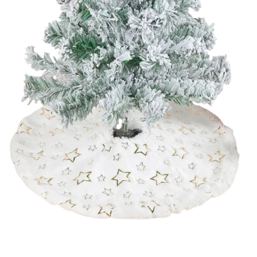 Tappeto di Natale per albero 40 x 40 cm Base morbida con stelle Tappetino decorativo per piccolo albero per decorazioni invernali e festive