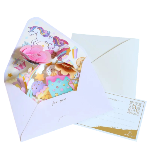 Tarjeta de Felicitación 3D Floral Romántica con Sobre y Postal Tarjeta de Felicitación Emergente Flores Coloridas Tarjeta de Regalo Creativa Cumpleaños Navidad Aniversario Boda