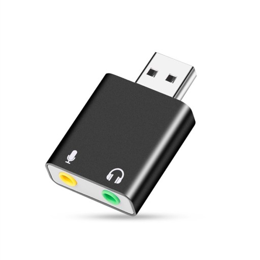 Tarjeta de sonido para micrófono y auriculares.