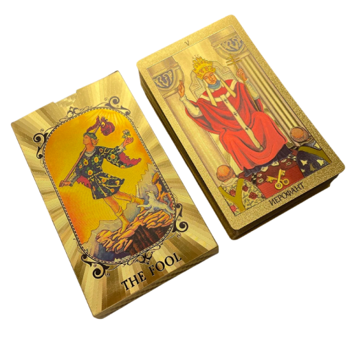 Tarjetas de Tarot edición rusa dorada 78 cartas 12 x 7 cm acabado dorado de papel con guía para la interpretación y adivinación del destino