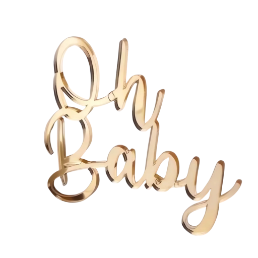 Tårtdekoration med inskription för baby 9,5 x 8,2 cm Tårtdekoration utan stickning Festdekoration