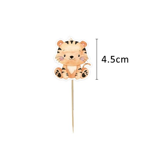 Tårtdekoration Tiger 4,5 cm Safarimotiv Rolig dekoration Tårtdjur Barnkalas