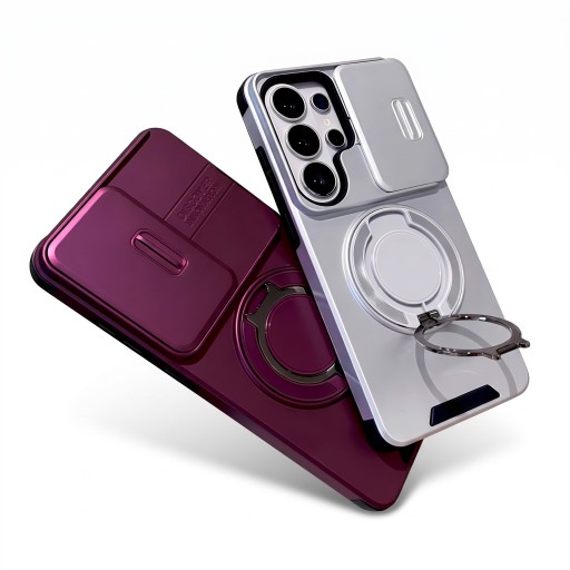 Tartós tok Samsung Galaxy A15-höz állványtartóval Csúsztatható kamera fedél Kihajtható gyűrű Mobilvédő videónézéshez