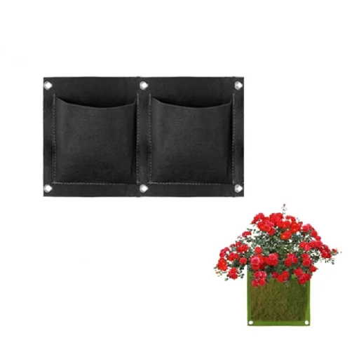 Tasche da parete in tessuto per la coltivazione 18 x 33 cm Due tasche 15 x 15 cm Giardino verticale Giardino di erbe domestico Risparmio di spazio Decorazione da parete