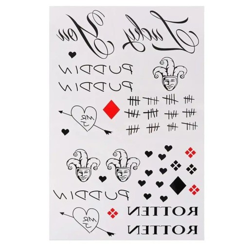 Tatouage temporaire imperméable 20 x 29,6 cm Joker Suicide Squad Pro cosplay et fans Autocollant tatouage Application facile
