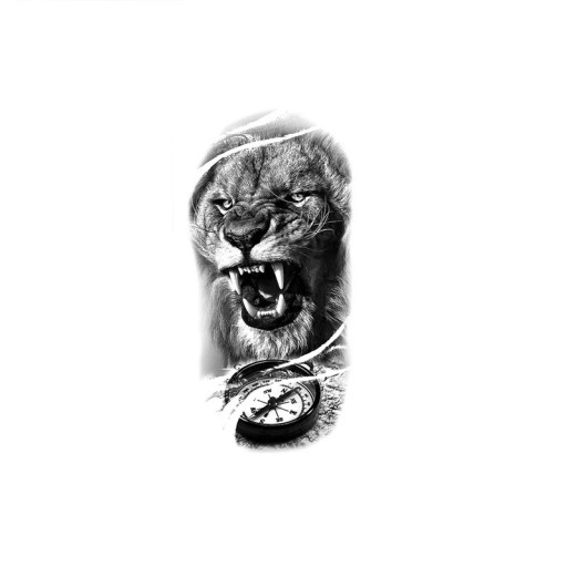 Tatuaggio temporaneo impermeabile 11,5 x 21 cm Leone Motivo realistico moderno Durata fino a 15 giorni Facile applicazione Tatuaggio per il corpo