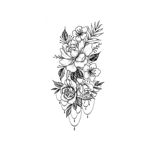 Tatuaggio temporaneo motivo floreale 19 x 9,6 cm Tatuaggio impermeabile per donne Tatuaggio sul corpo Durata fino a 15 giorni Accessorio elegante per festival