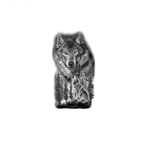 Tatuaj temporar impermeabil 11,5 x 21 cm Lupi Simbol al forței și libertății Motiv realist Durează până la 15 zile Aplicare ușoară Tatuaj corporal