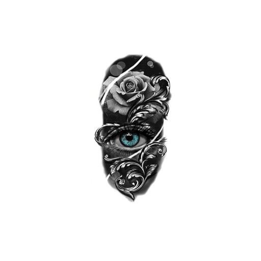 Tatuaj temporar impermeabil 11,5 x 21 cm Ochi și trandafiri pentru femei Motiv elegant și delicat Durează până la 15 zile Aplicare ușoară Tatuaj corporal