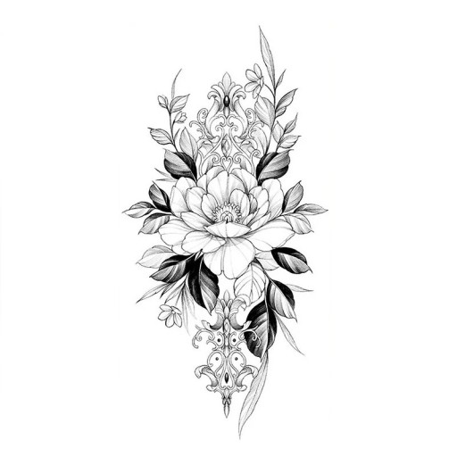 Tatuaj temporar rezistent la apă 9,6 x 19 cm Model de flori delicat Decorație corporală pentru femei Tatuaj adeziv pe piele Design elegant