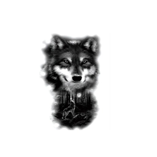 Tatuaje de lobo falso