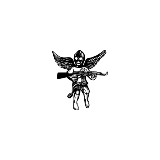 Tatuaje temporal impermeable de ángel con pistola, 10 x 8 cm, tatuaje corporal falso, tatuaje de ángel de la lucha, tatuaje temporal duradero por 15 días.